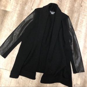 Vince Leather Sleeve Cardigan
